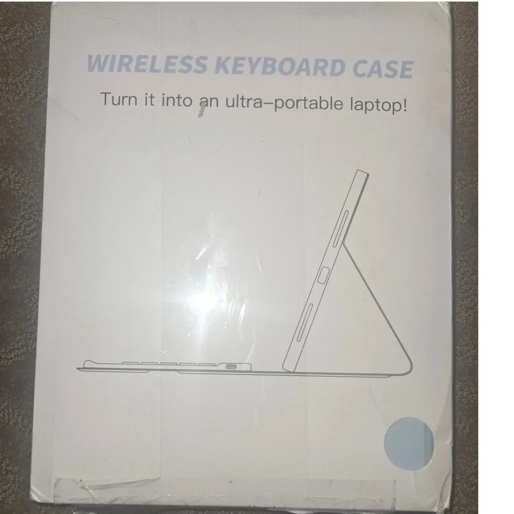 Wireless Keyboard Case Turn Tablet 10th gen Laptop Lt Blue w Pencil Holder